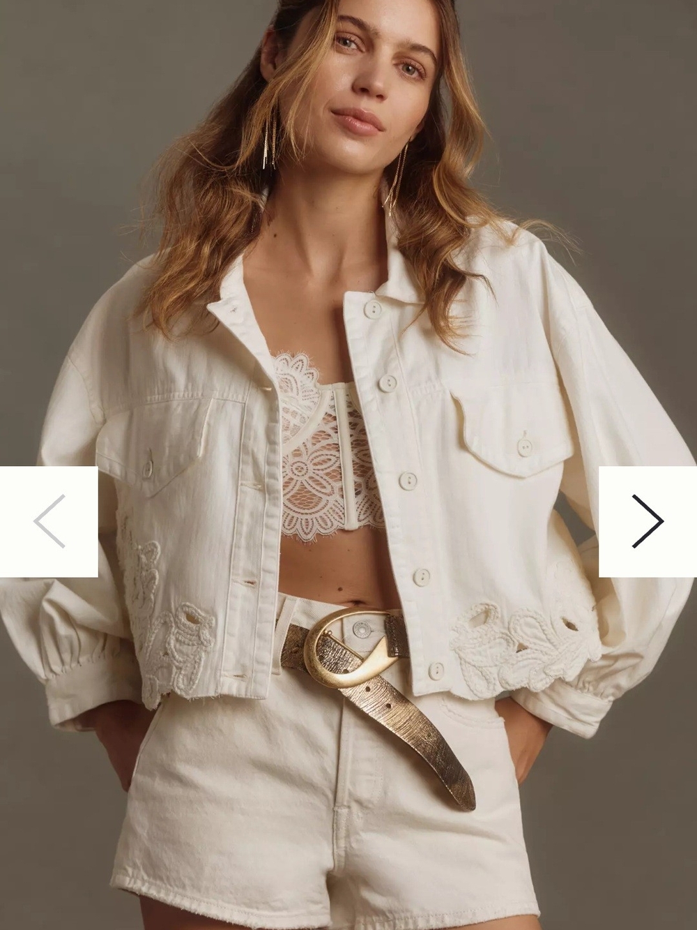 BY ANTHROPOLOGIE CUTWORK CROPPED SHACKET SIZE L WHITE COTTON OVERSIZED